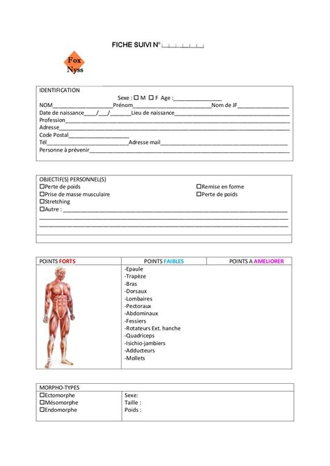 remise en forme fiche de renseignement avant coaching